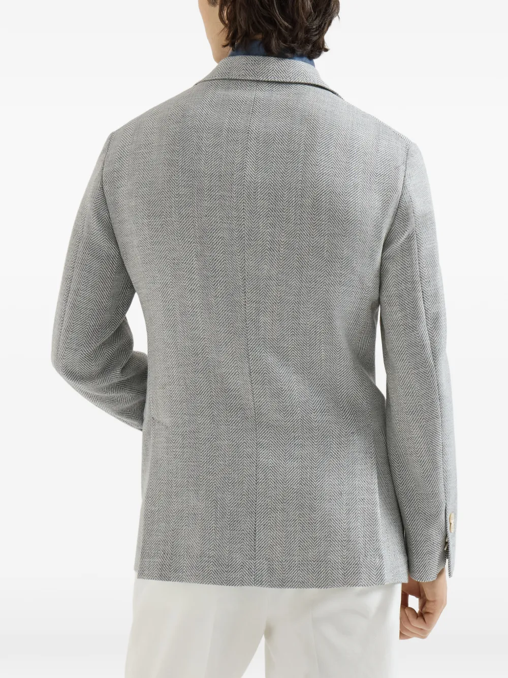 Brunello Cucinelli Cavallo gedeconstrueerde blazer met wol alpaca en zijden chevron Grijs