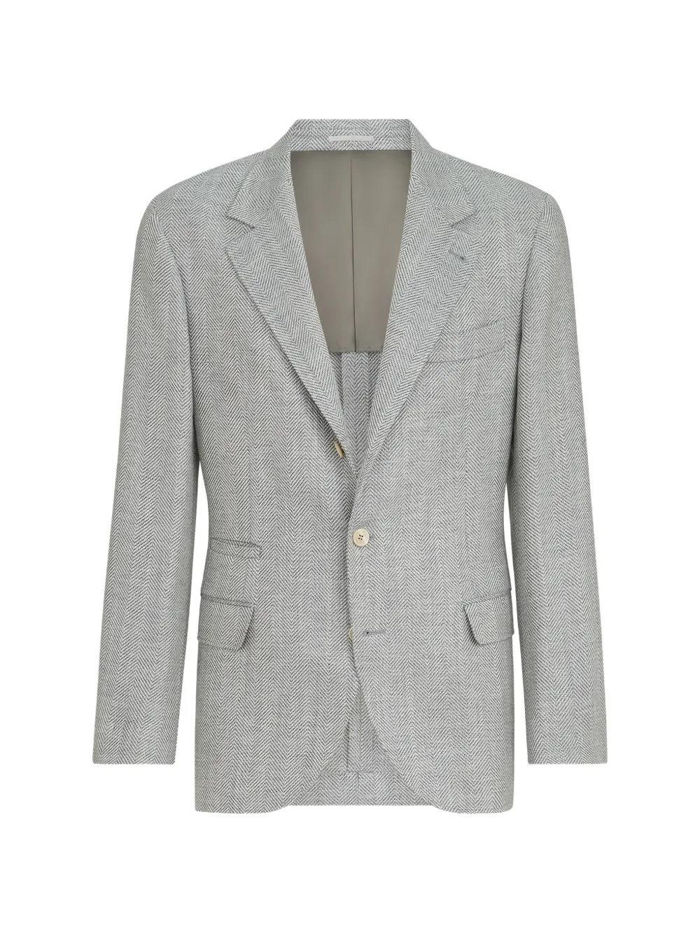 Brunello Cucinelli wool, alpaca and silk chevron deconstructed blazer - Grigio