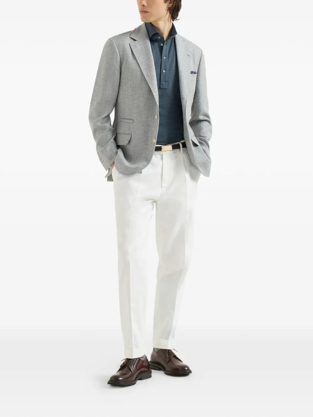 Brunello Cucinelli Poloshirt met halve knoop Blauw