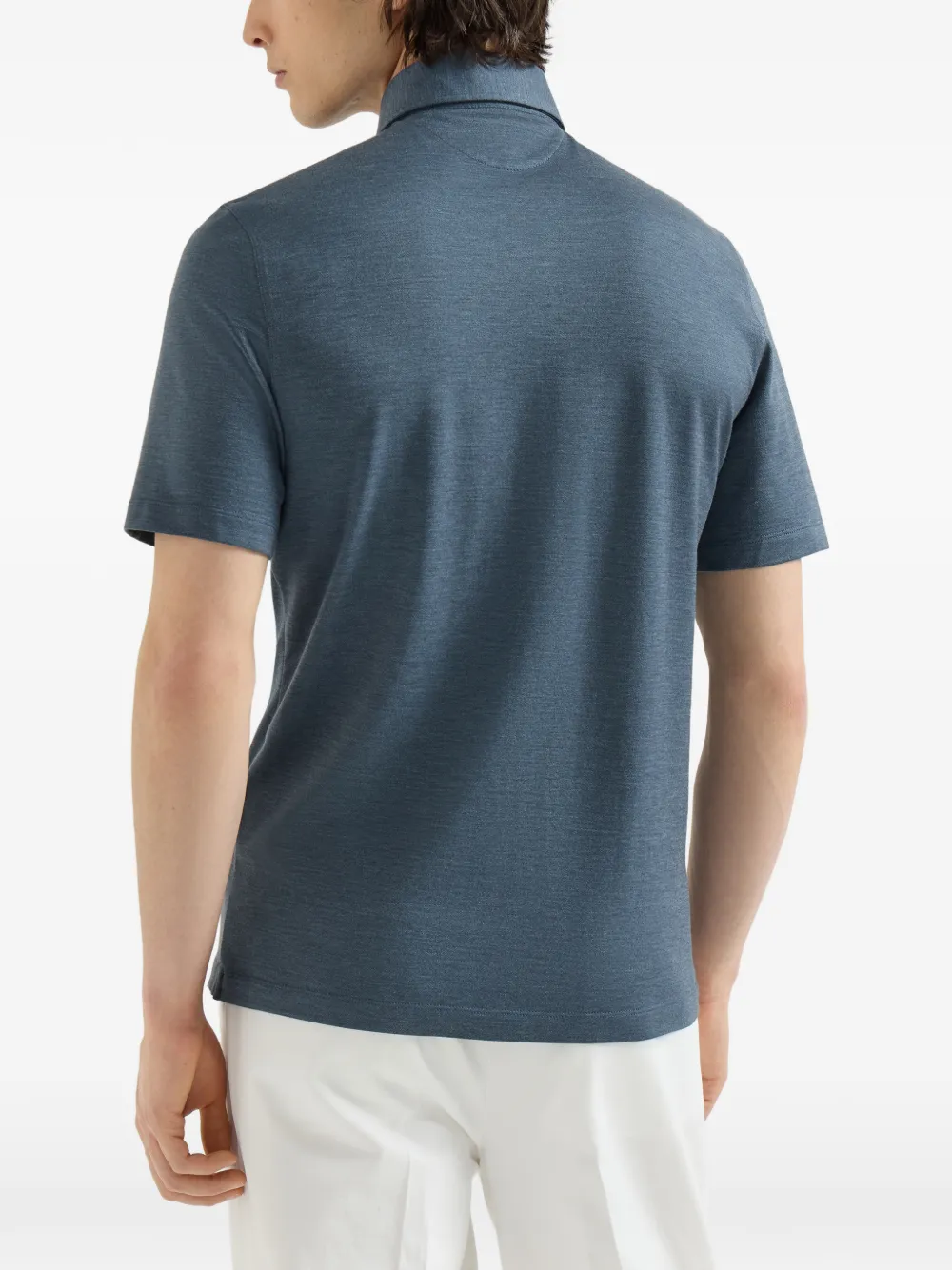 Brunello Cucinelli Poloshirt met halve knoop Blauw