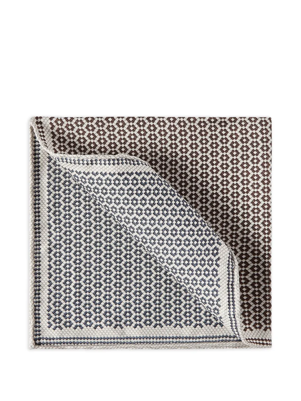 Brunello Cucinelli silk geometric-pattern pocket square - Marrone