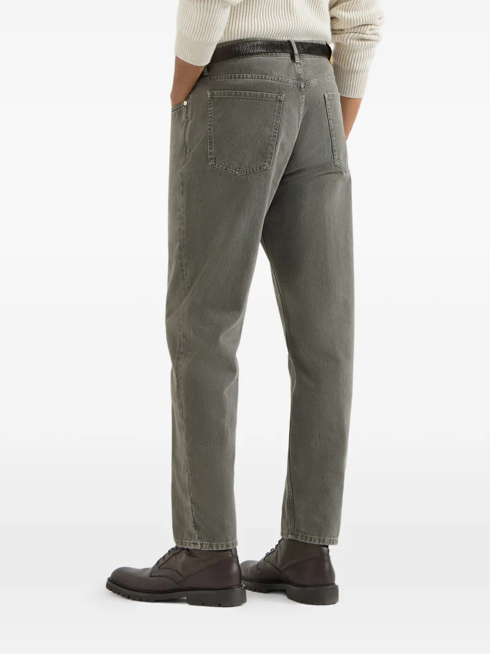 Brunello Cucinelli Denim broek met vijf zakken en geverfd effect Grijs