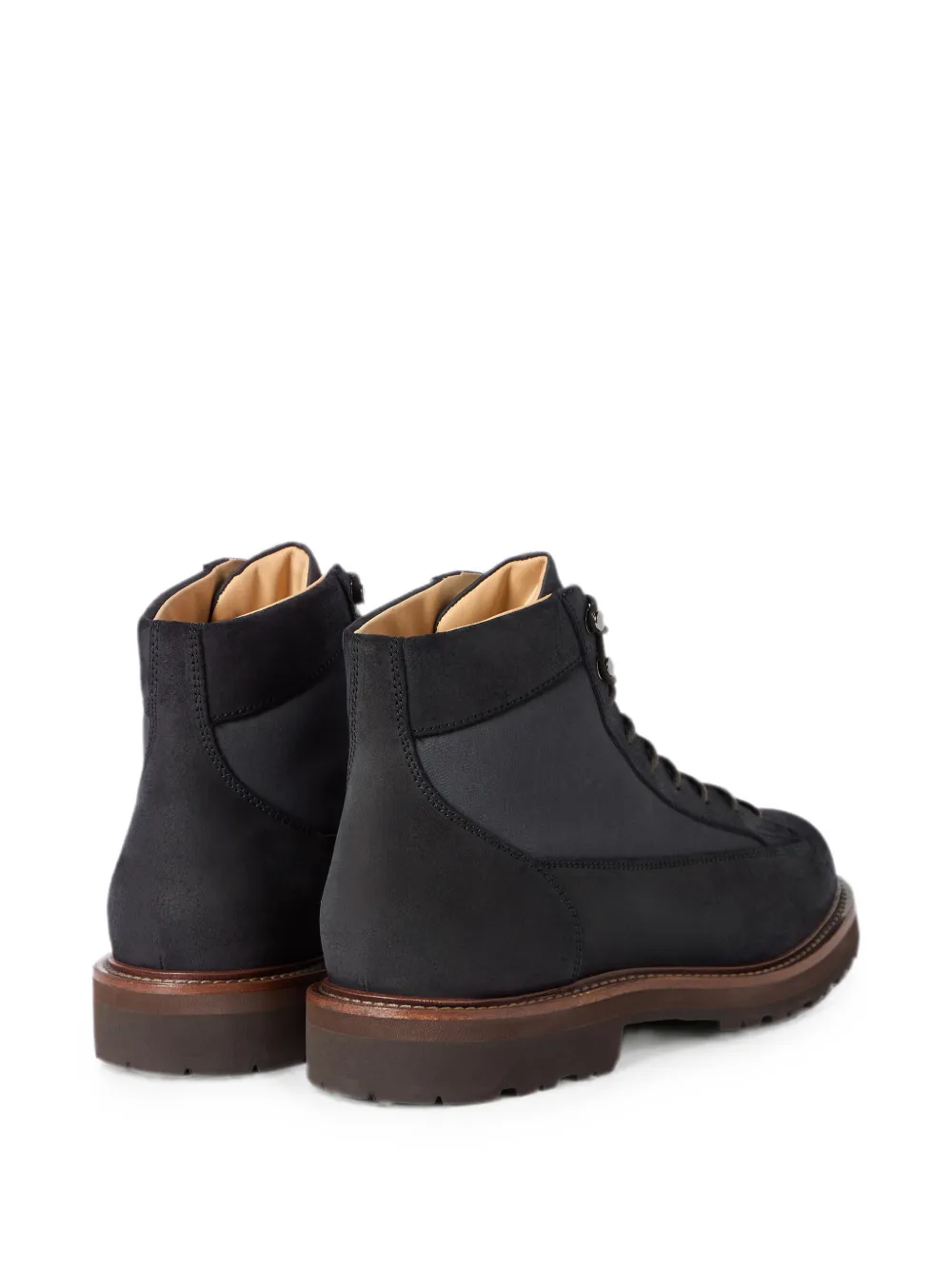 Brunello Cucinelli suede and techno fabric urban outdoor boots Blauw