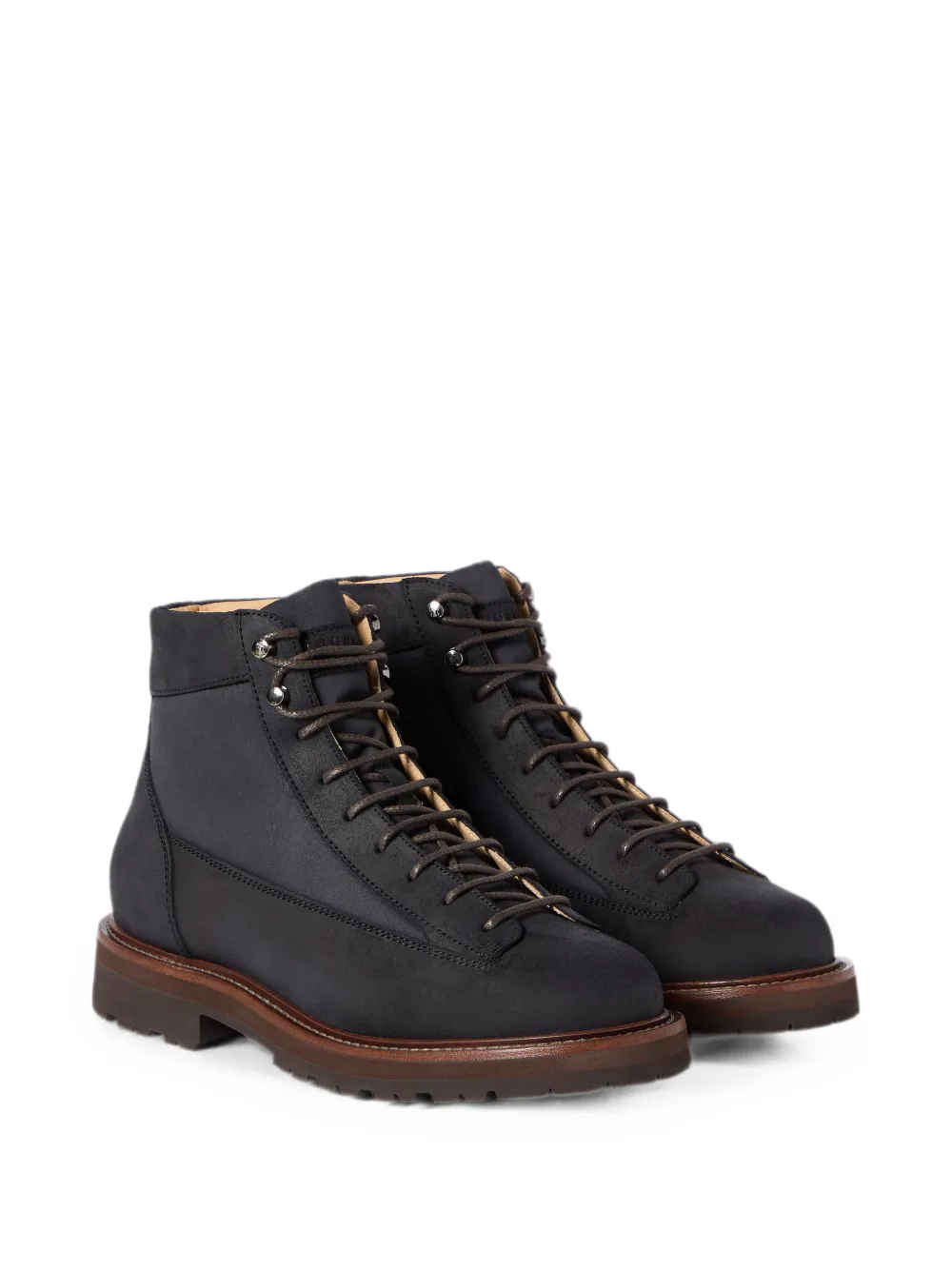 Brunello Cucinelli suede and techno fabric urban outdoor boots Blauw