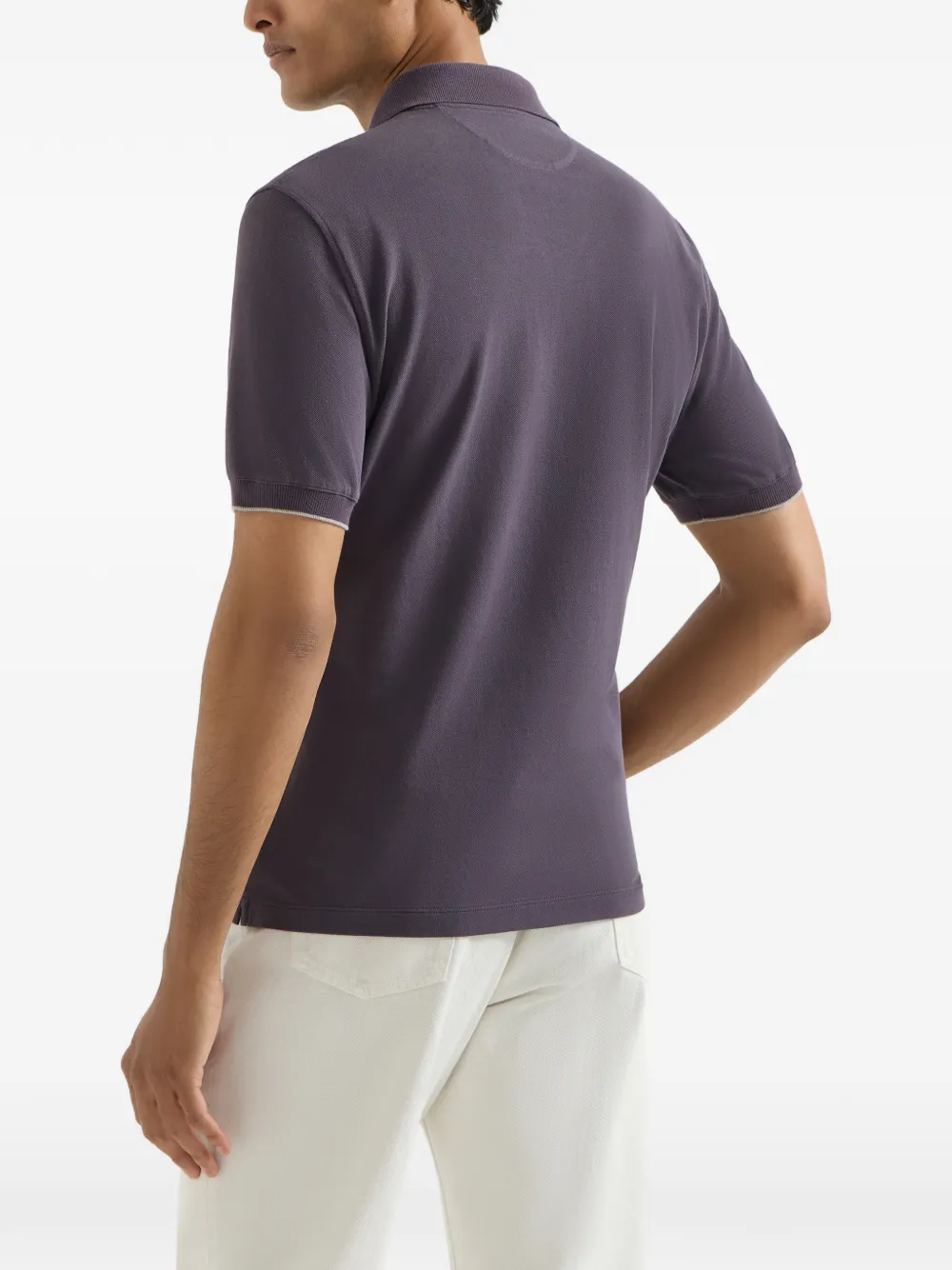Brunello Cucinelli Katoen-piqué poloshirt met logo Paars