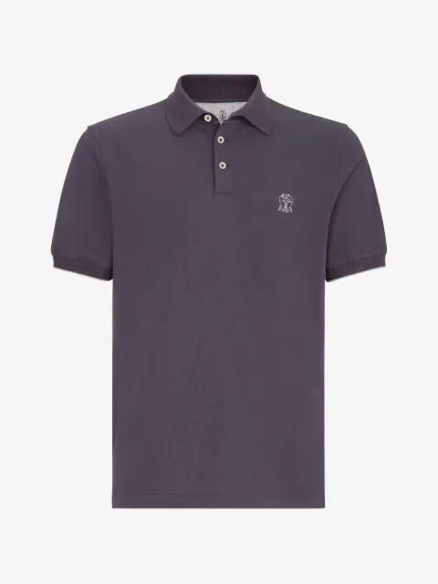 Brunello Cucinelli playera tipo polo de piqué con logo