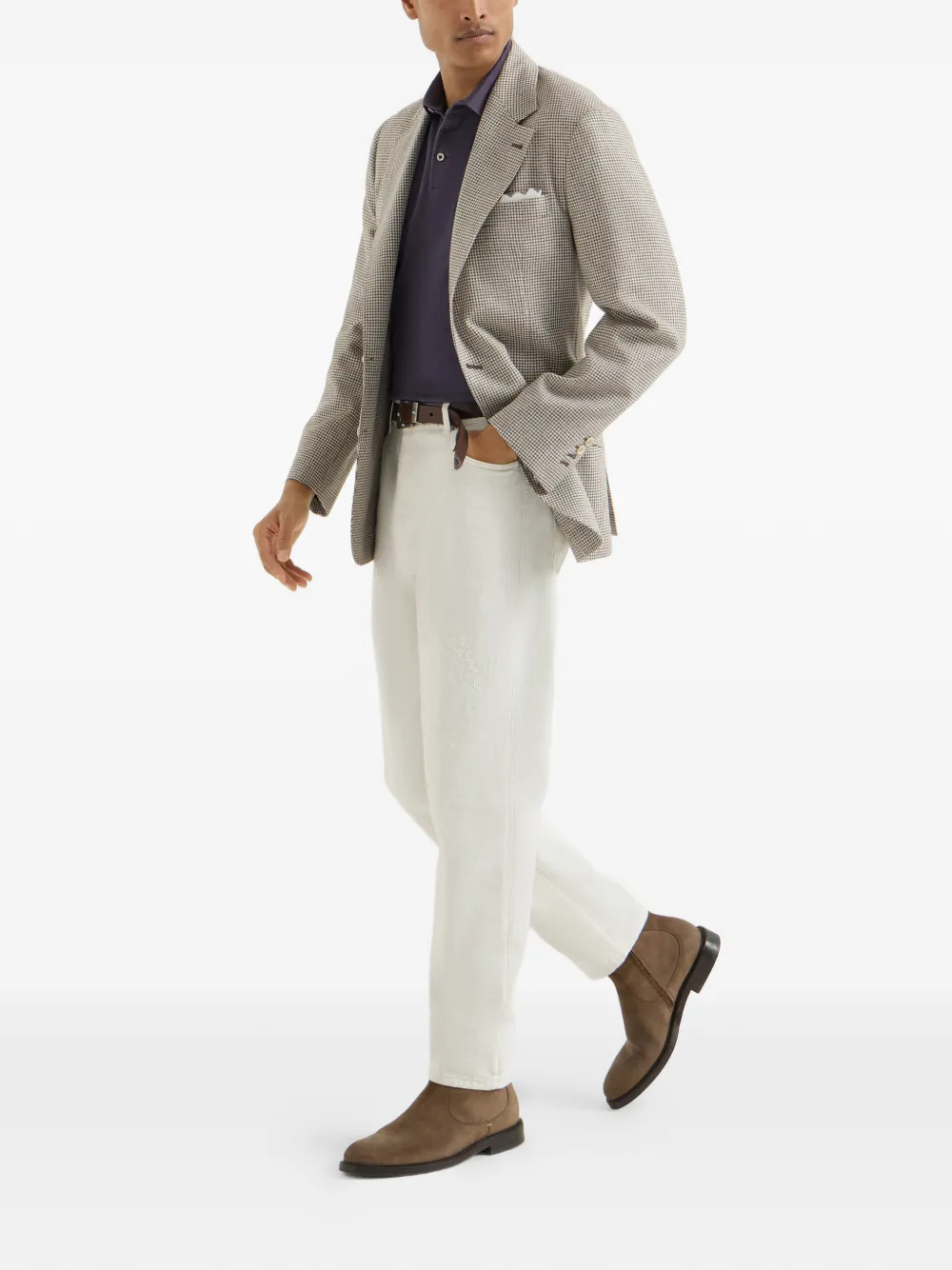 Brunello Cucinelli Katoen-piqué poloshirt met logo Paars