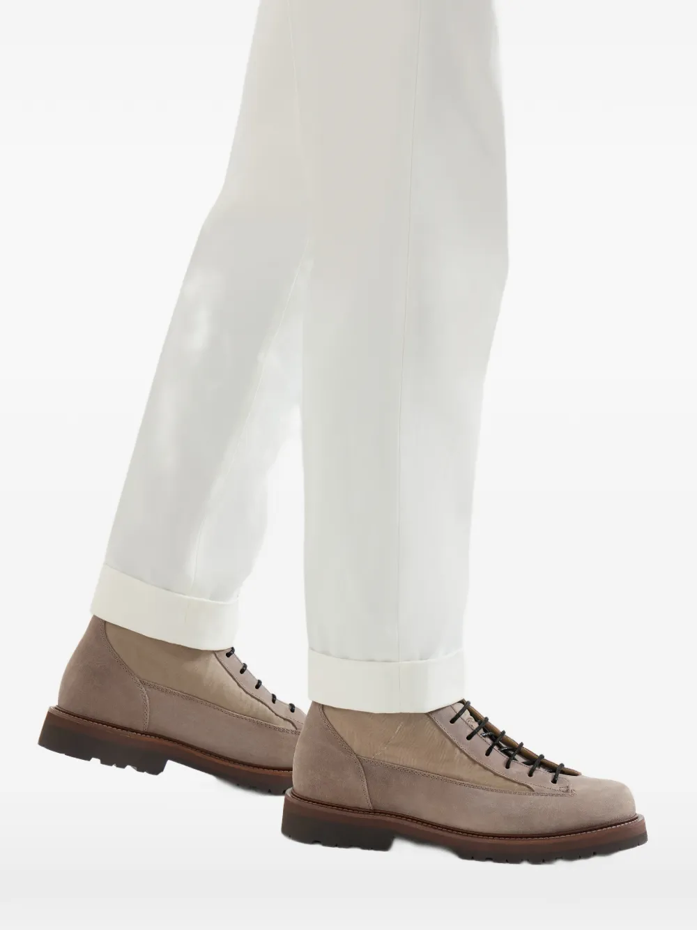 Brunello Cucinelli Suède en techno outdoor laarzen Grijs