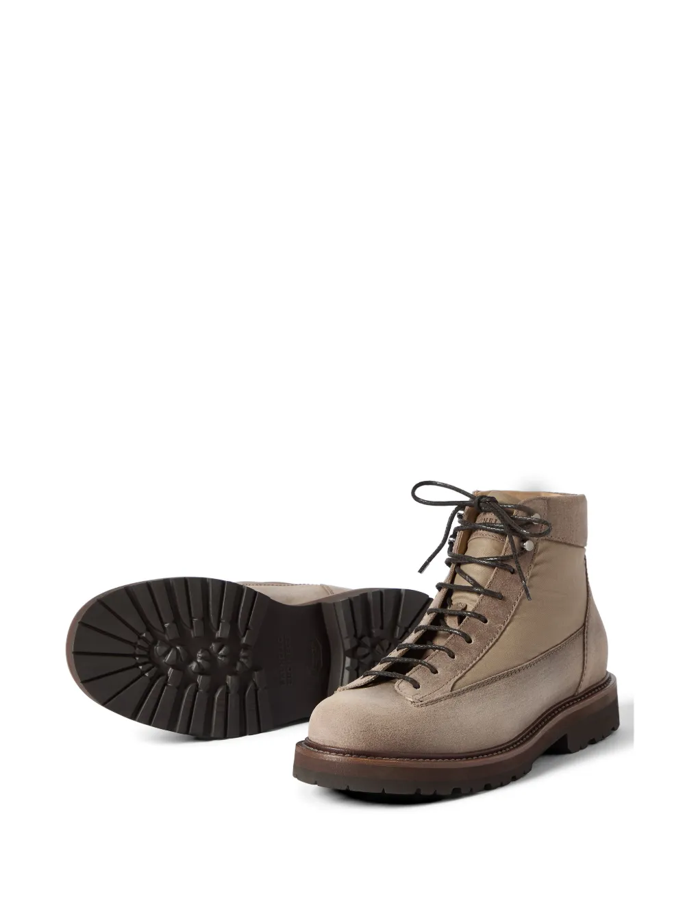 Brunello Cucinelli Suède en techno outdoor laarzen Grijs