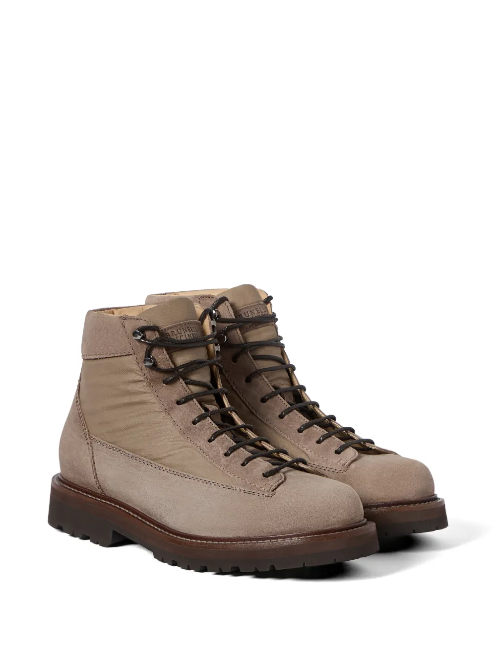 Brunello Cucinelli Suède en techno outdoor laarzen Grijs