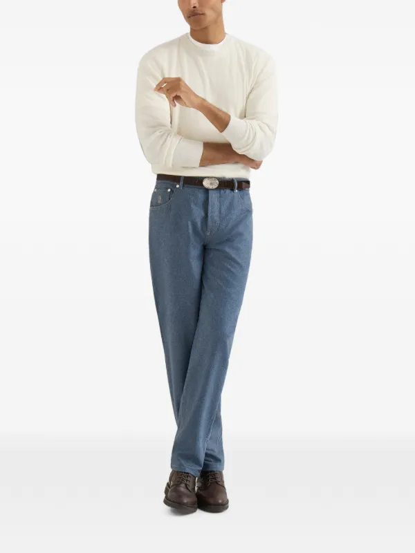 Brunello Cucinelli Virgin Wool Flannel five-pocket Trousers | Blue