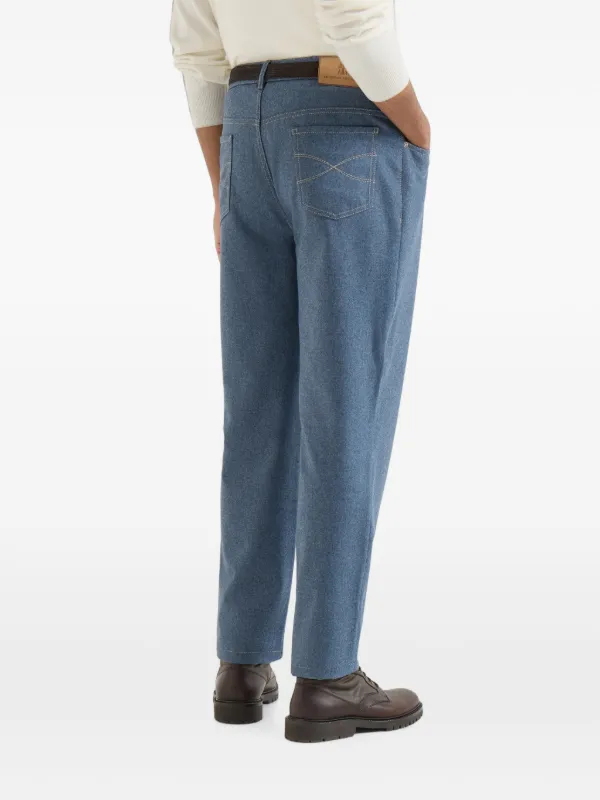 Brunello Cucinelli Virgin Wool Flannel five-pocket Trousers | Blue