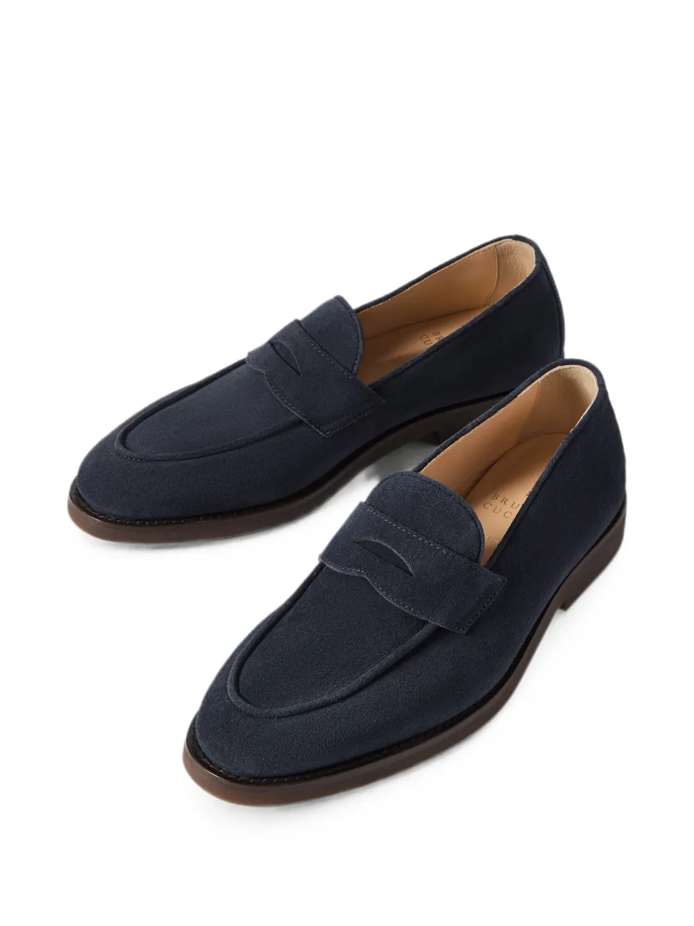 Brunello Cucinelli suede penny loafers Blauw