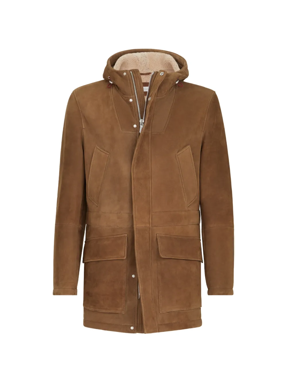 Brunello Cucinelli Parka in pelle scamosciata e shearling - Marrone
