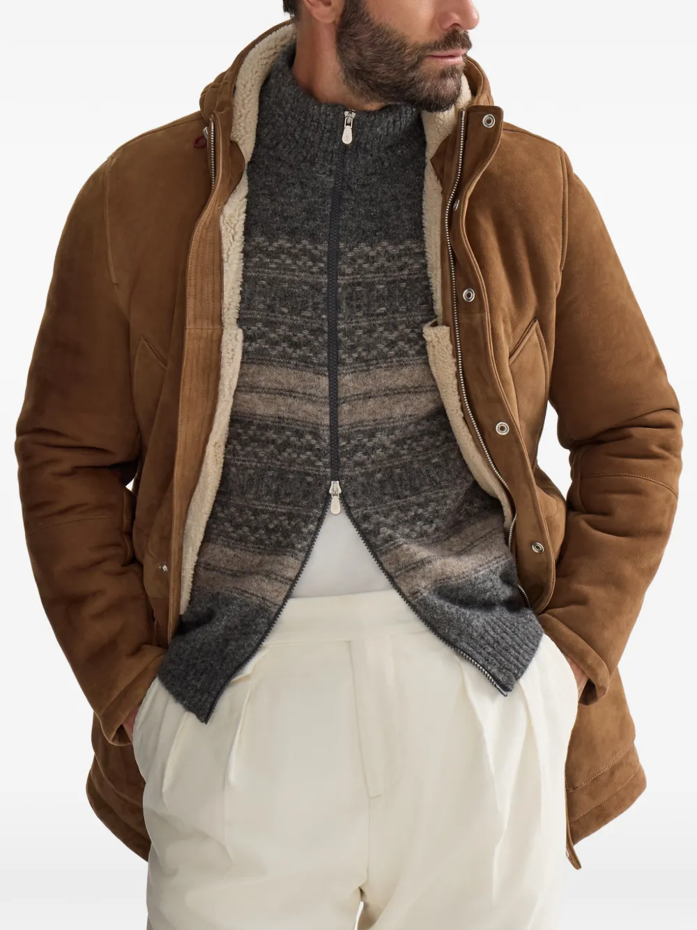 Brunello Cucinelli Suède lammy parka Bruin