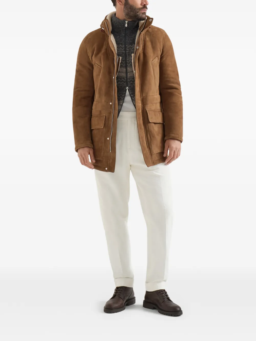 Brunello Cucinelli Suède lammy parka Bruin