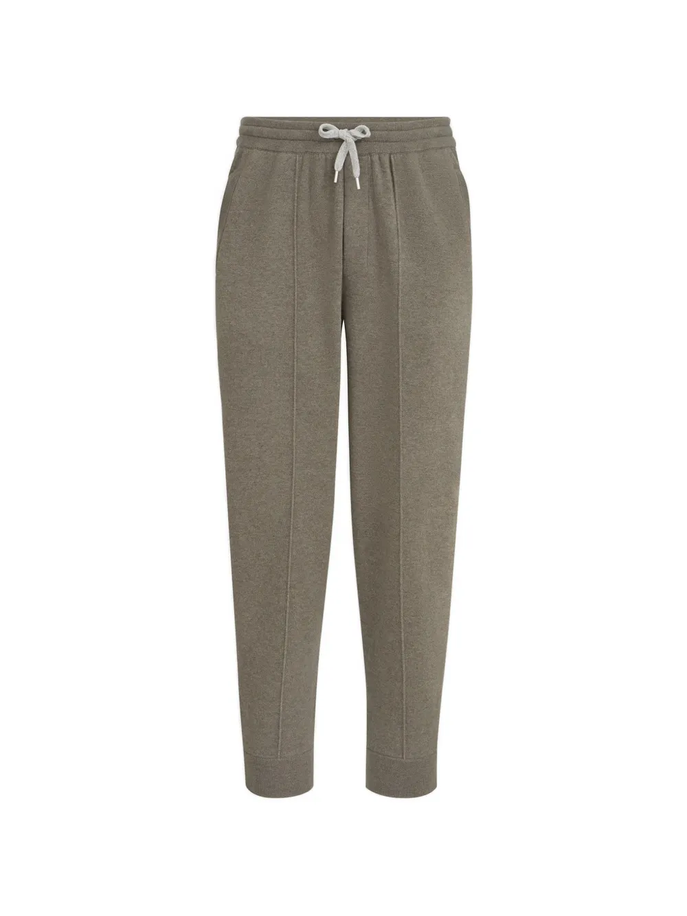 Brunello Cucinelli cashmere double knit trousers with crête detail and elasticated zipper cuffs