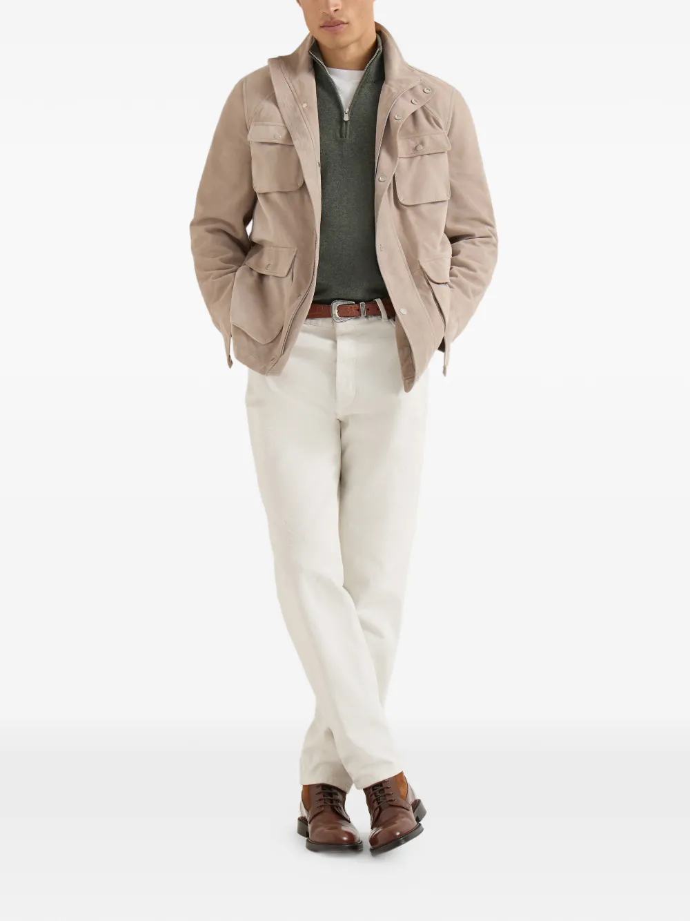 Brunello Cucinelli Kasjmier trui met halve rits Grijs