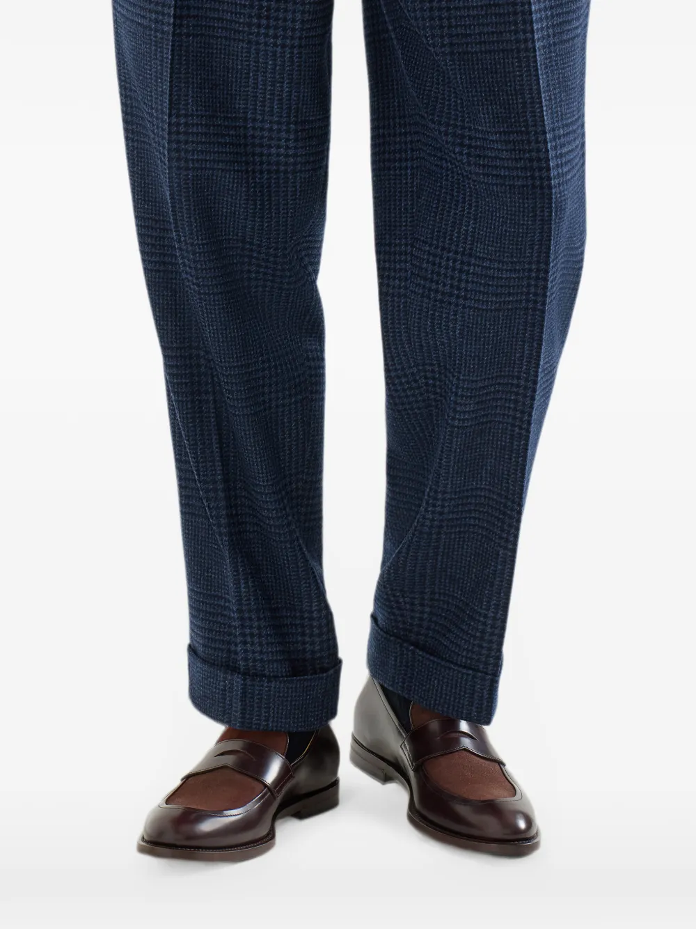 Brunello Cucinelli polished calfskin and suede penny loafers Bruin