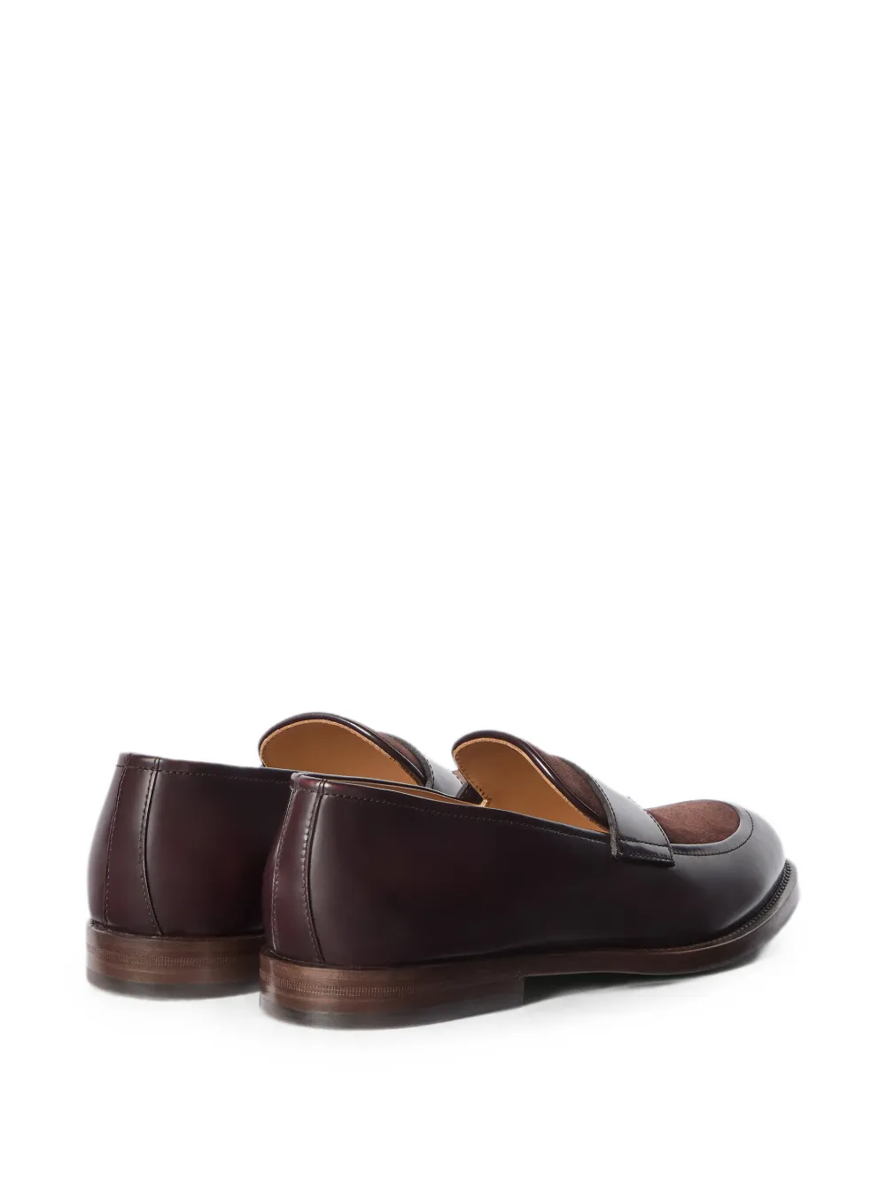 Brunello Cucinelli polished calfskin and suede penny loafers Bruin