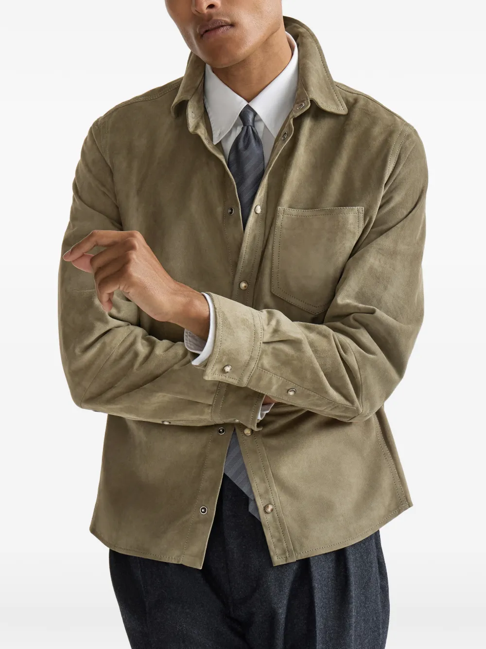 Brunello Cucinelli Suède shirtjack Groen