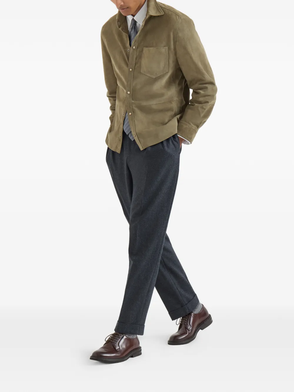 Brunello Cucinelli Suède shirtjack Groen