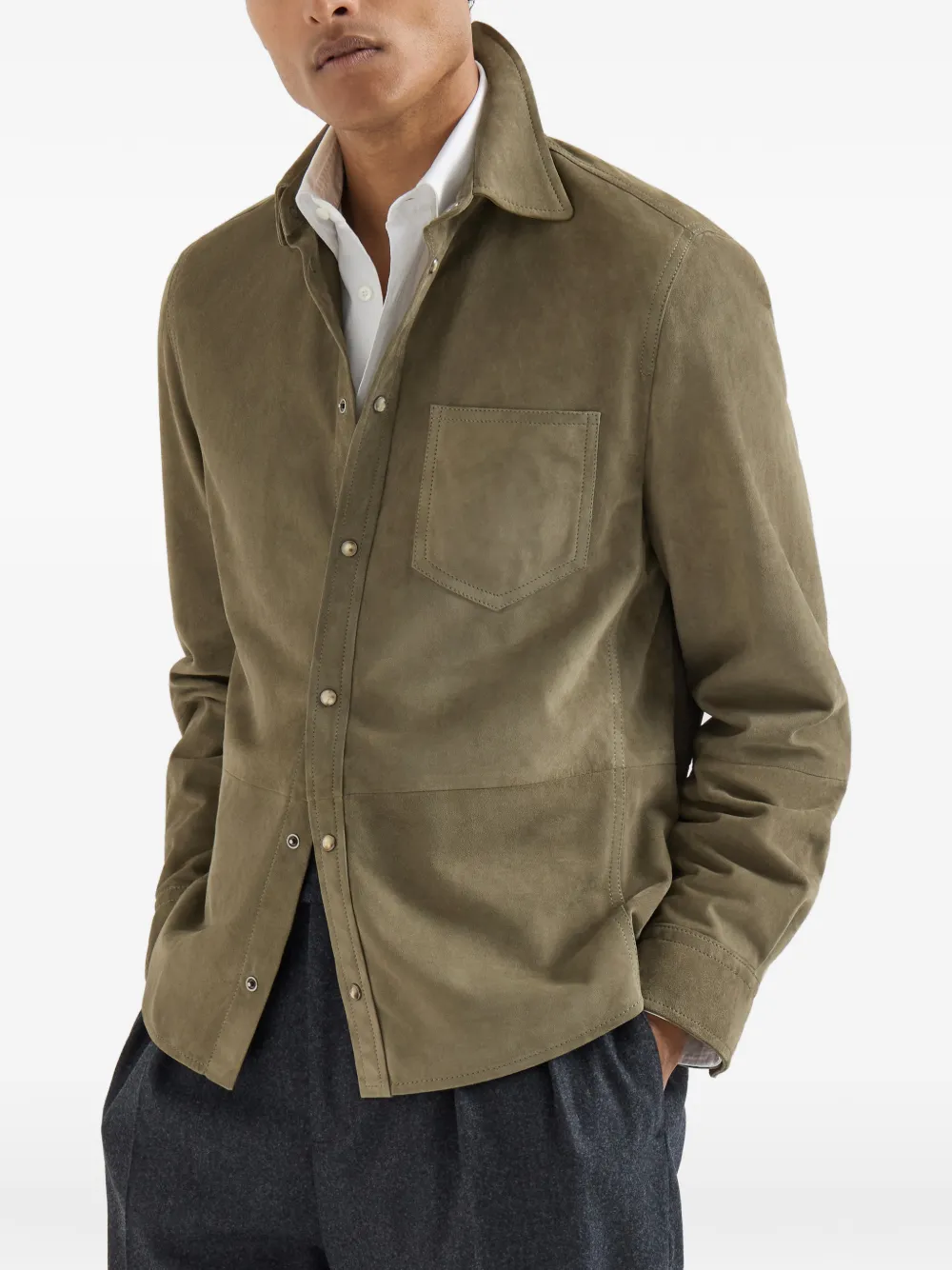 Brunello Cucinelli Suède shirtjack Groen