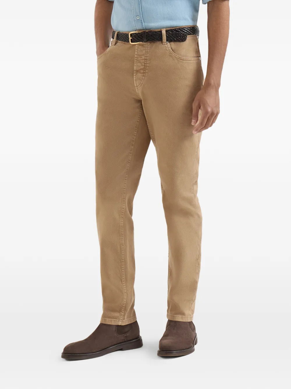 Brunello Cucinelli Lichtgewicht denim broek met vijf zakken Beige