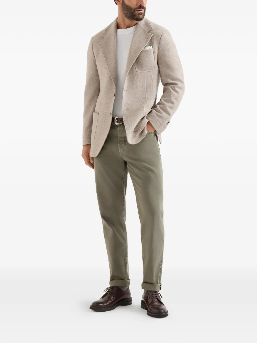  Brunello Cucinelli Garment-dyed Comfort Lightweight Denim Traditional Fit Five-pocket Trousers - Vert 