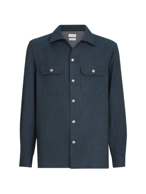 Brunello Cucinelli virgin-wool flannel overshirt with spread-collar and chest-pockets