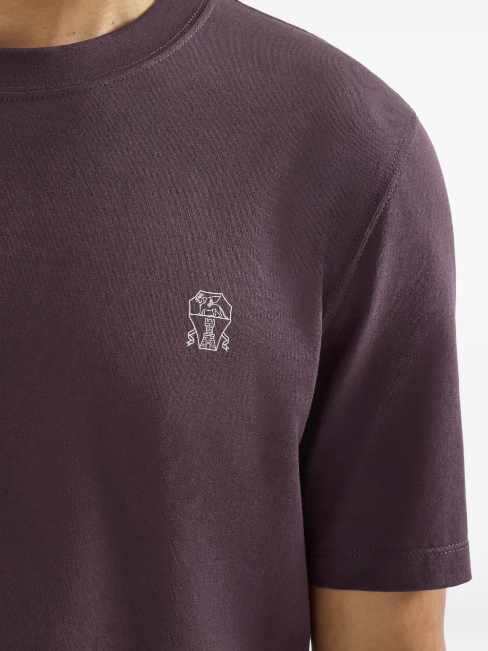 Brunello Cucinelli Katoenen jersey T-shirt met logo en ronde hals Paars