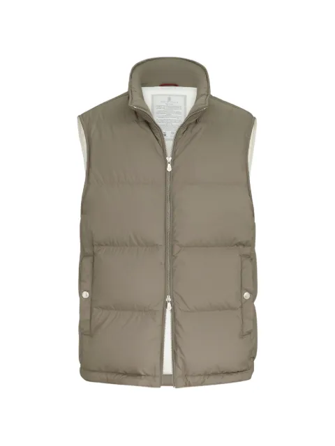 Brunello Cucinelli lightweight techno-fabric down vest with packable hood