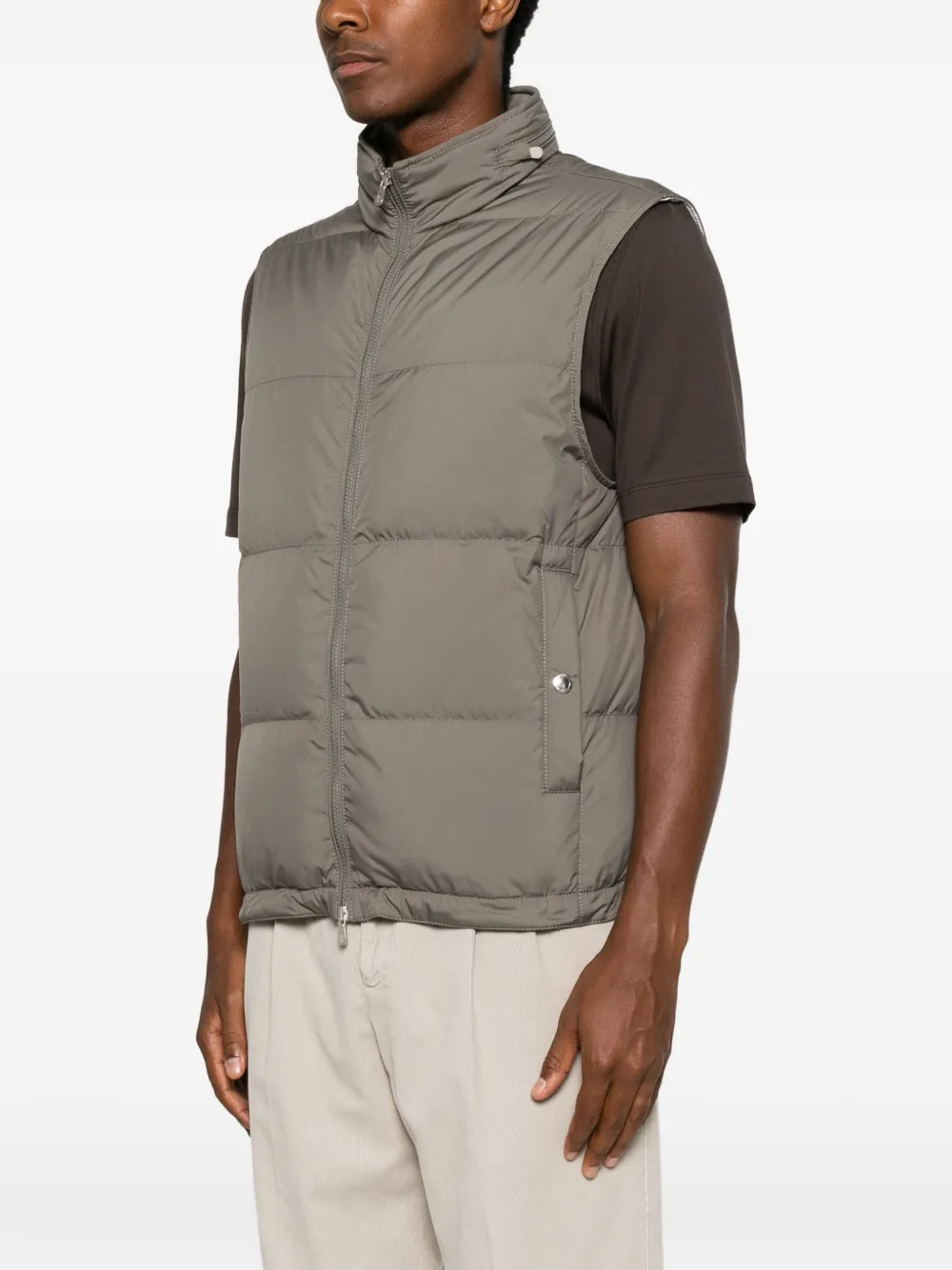 Brunello Cucinelli Lichtgewicht bodywarmer met capuchon Groen
