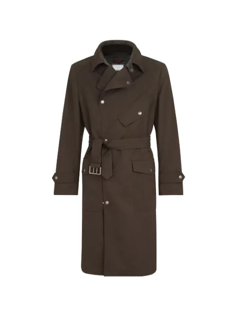 Brunello Cucinelli water-resistant microfiber motorcyle trench with nappa leather inserts