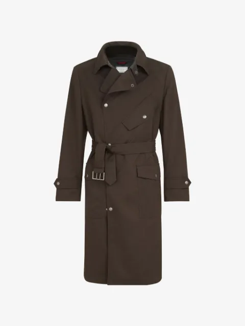 Brunello Cucinelli water-resistant microfiber motorcyle trench with nappa leather inserts