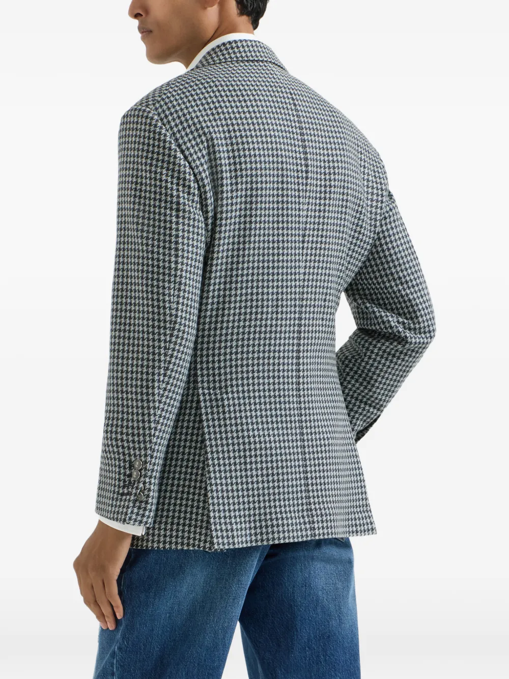 Brunello Cucinelli Blazer met pied-de-poule print Blauw
