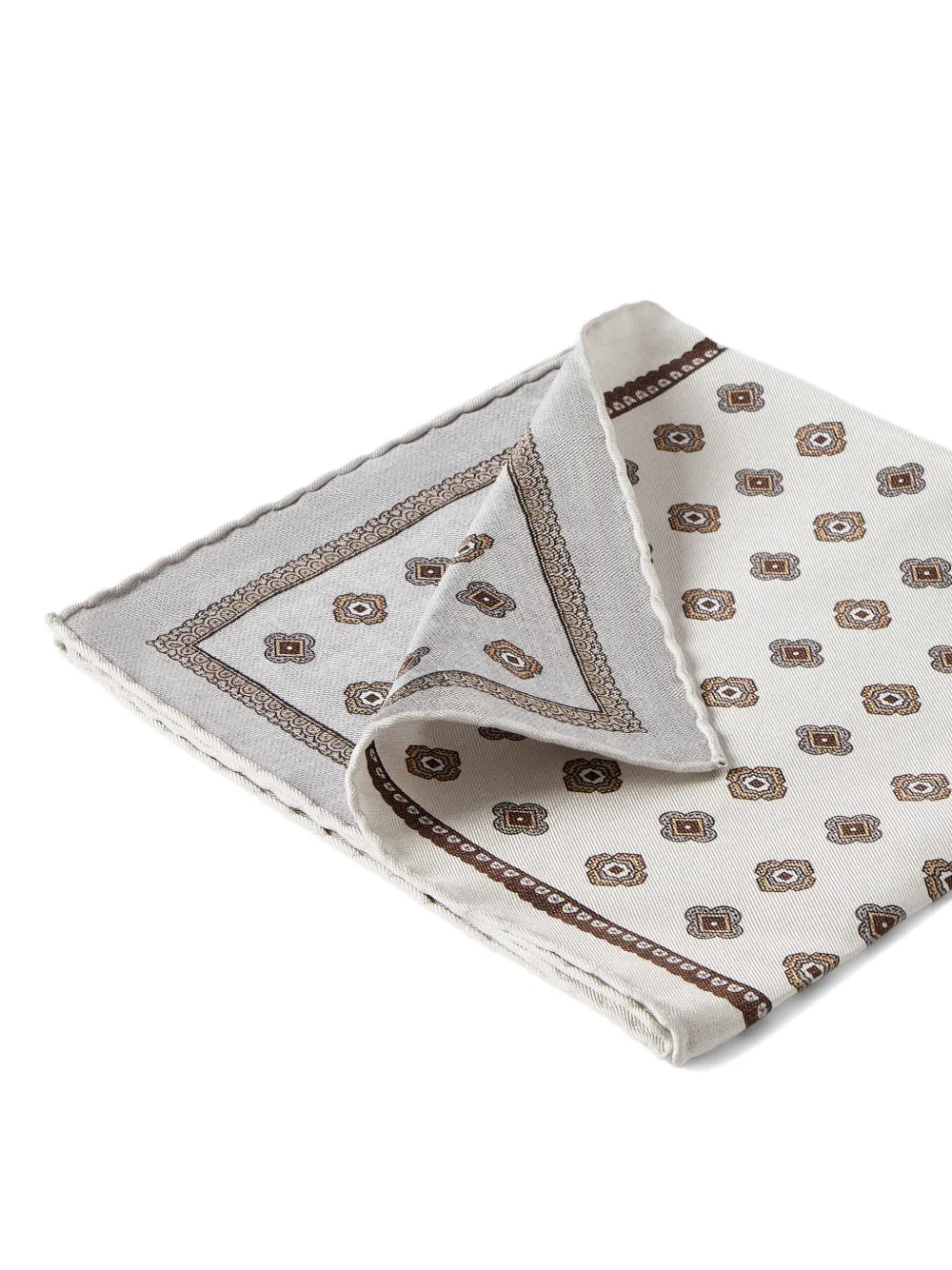 Brunello Cucinelli Zijden pochet met medaillon-design Beige