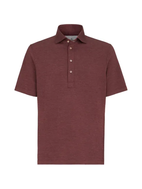 Brunello Cucinelli virgin wool, silk and cotton piqué polo shirt with spread collar