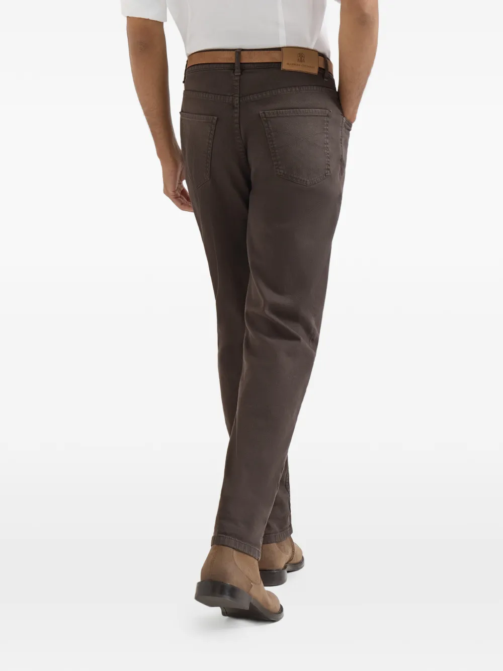 Brunello Cucinelli Jeans met vijf zakken en gewassen effect Bruin