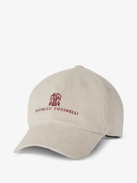 Brunello Cucinelli comfort cotton and cashmere corduroy baseball cap with embroidered logo