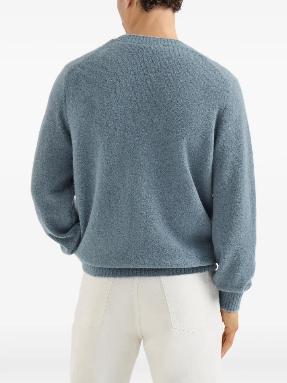 Brunello Cucinelli Alpaca kasjmier en wollen trui Blauw