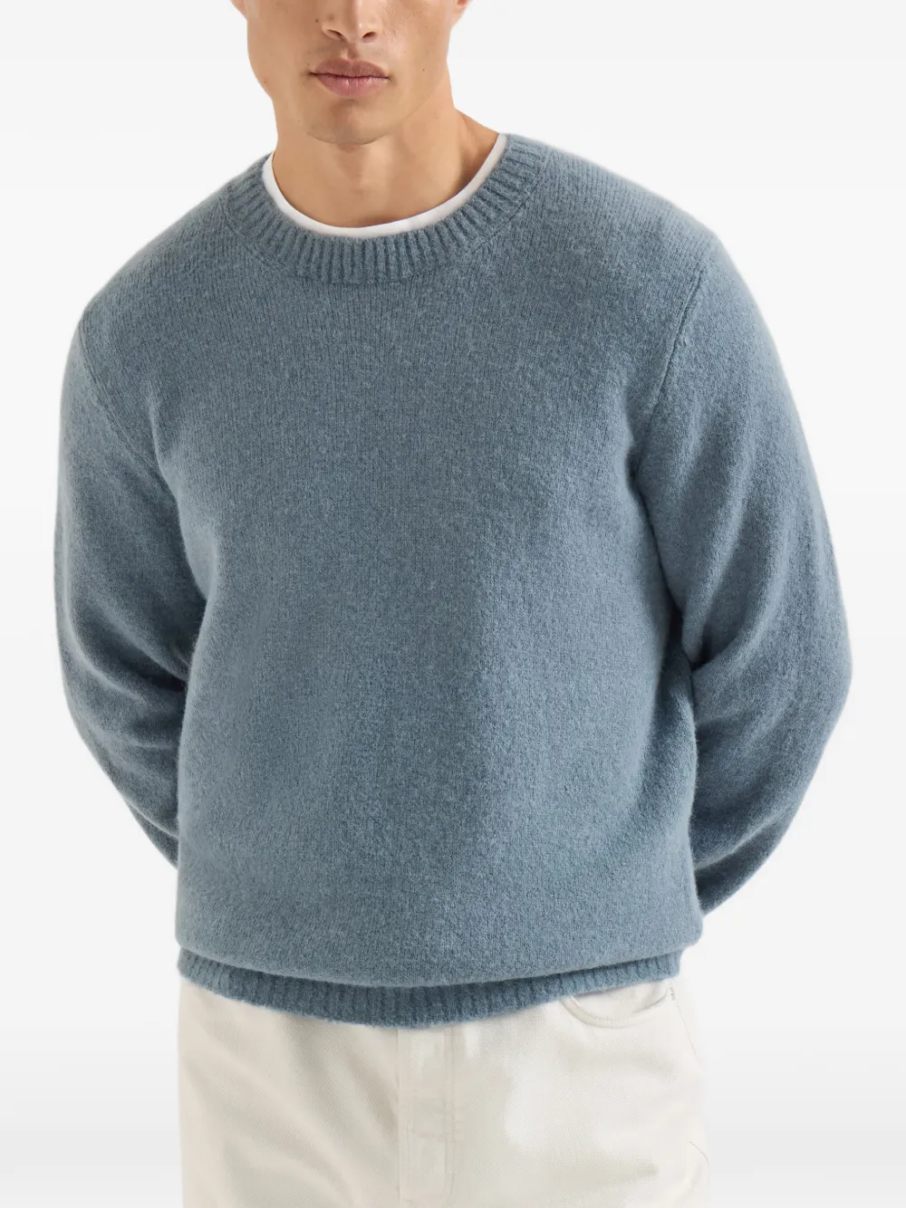 Brunello Cucinelli Alpaca kasjmier en wollen trui Blauw