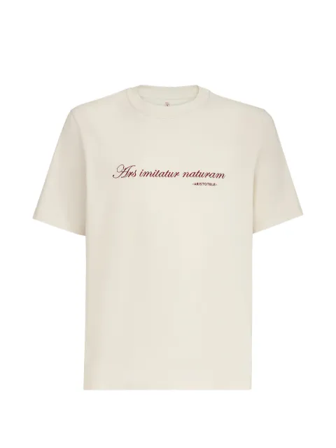 Brunello Cucinelli phrase-embroidery crew-neck T-shirt