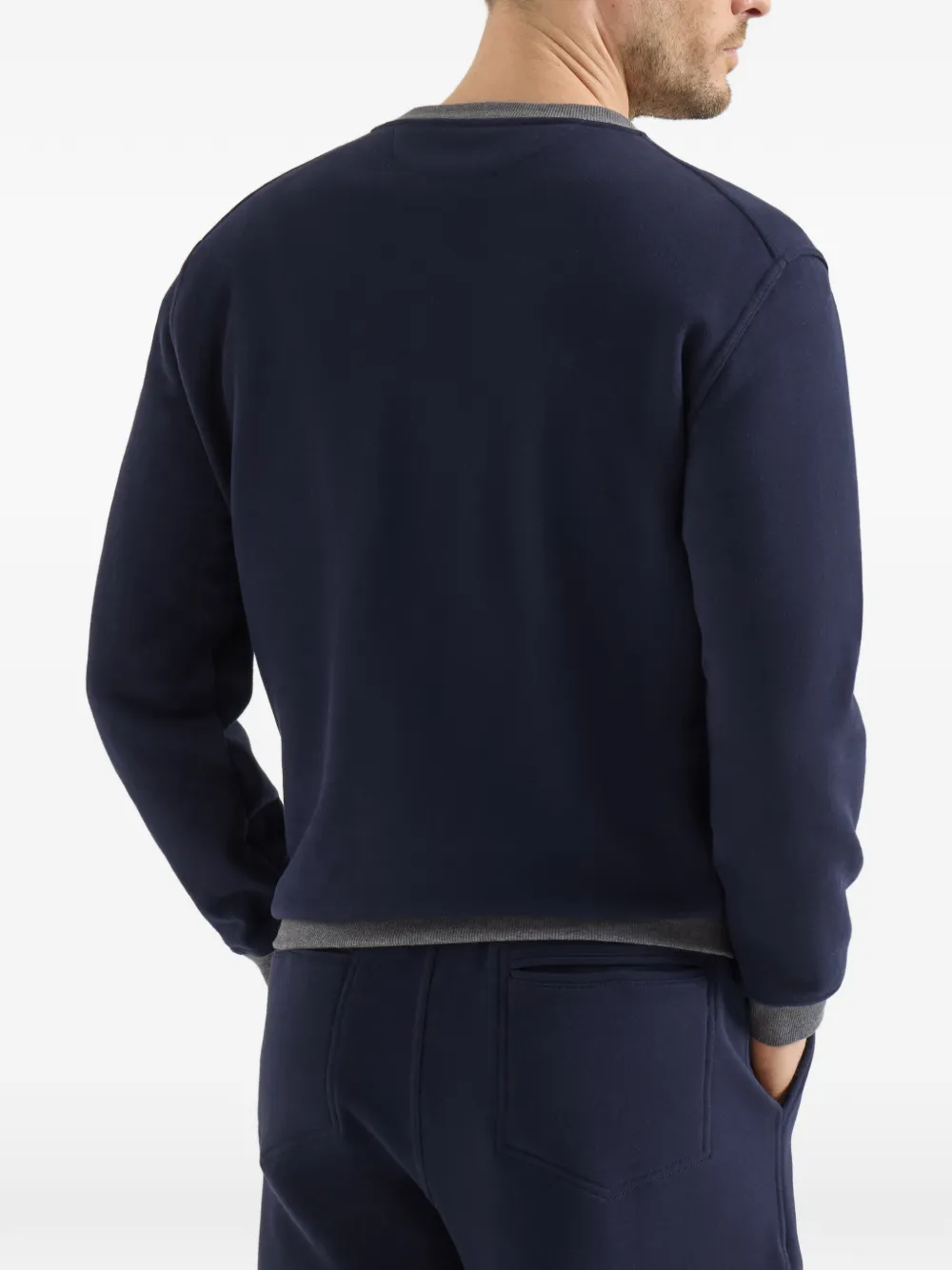 Brunello Cucinelli Gebreide sweater met geborduurd logo Blauw