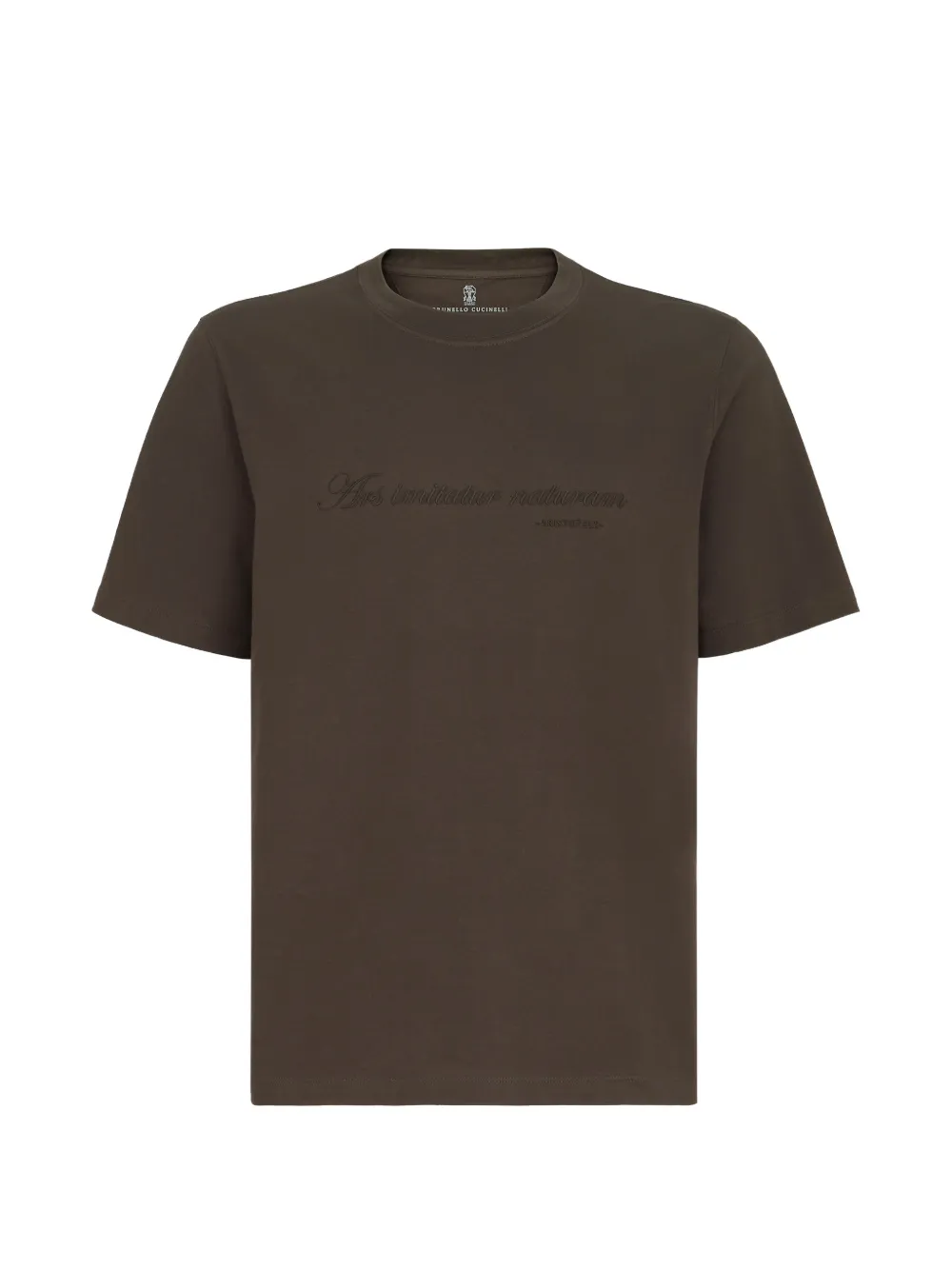 Brunello Cucinelli cotton-jersey crew-neck T-shirt with embroidery and print - Marrone