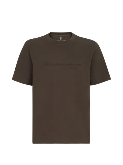 Brunello Cucinelli t-shirt col rond en jersey de coton avec broderie et imprimé