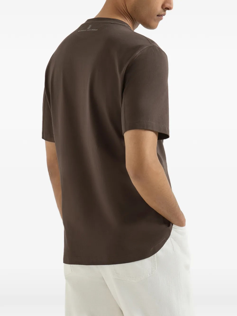 Brunello Cucinelli T-shirt met borduurwerk en print Bruin