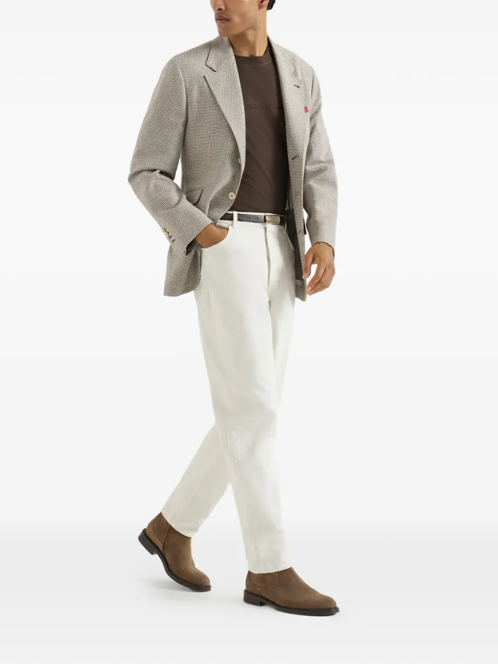 Brunello Cucinelli T-shirt met borduurwerk en print Bruin