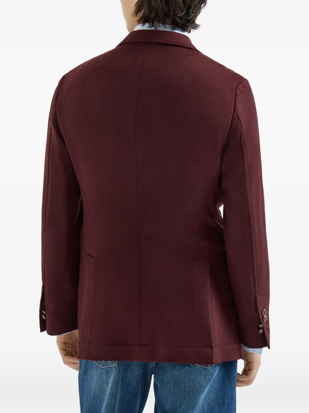 Brunello Cucinelli Panama gedeconstrueerde blazer met opgestikte zakken en metalen knopen Rood