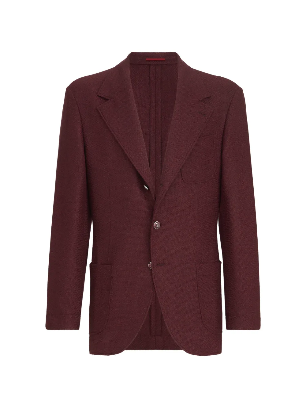 Brunello Cucinelli Cashmere Panama Deconstructed Blazer With Patch Pockets And Metal Buttons In Red